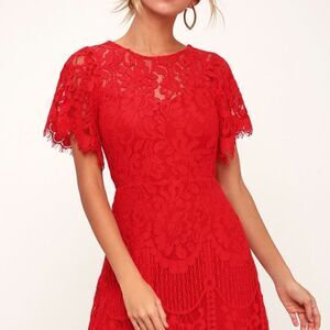 Lulus Pearson Red Lace Dress